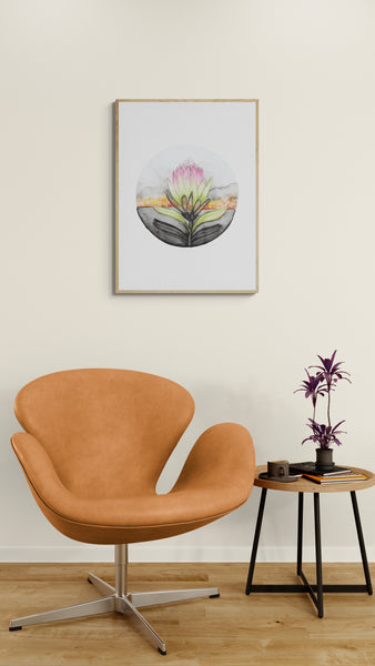 Burnt Protea Art Print