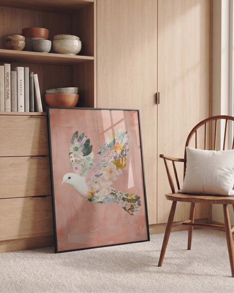 Floral Dove Flight PFY Art Print