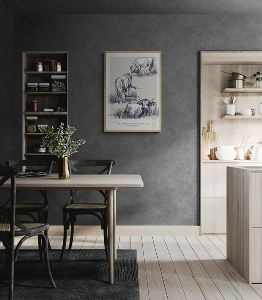 The Grass Is Greener in Beige Art Print