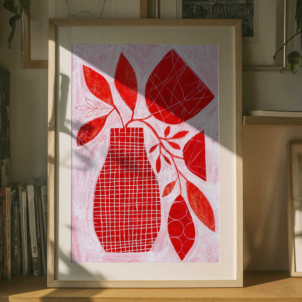 Red Floral Vase PFY Art Print