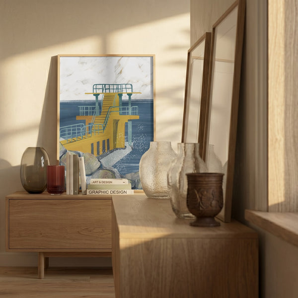 Yellow Ocean Diving Platform PFY Art Print