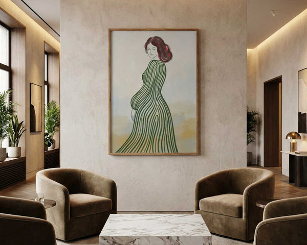 Elegant Woman Green Dress PFY Art Print