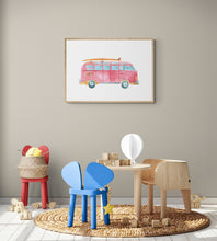 Load image into Gallery viewer, Red VW Kombi Art Print