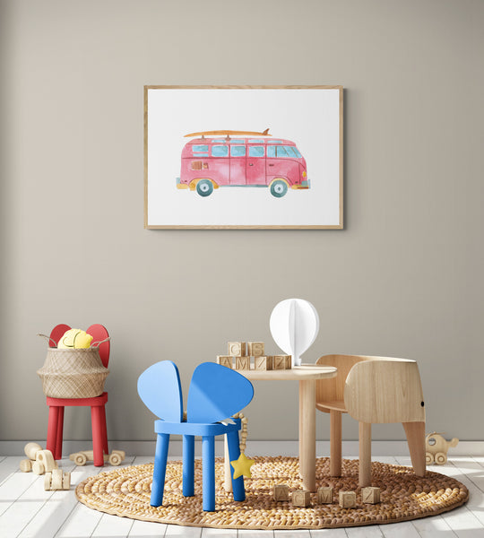 Red VW Kombi Art Print