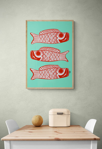 Koinobori Green Art Print