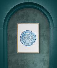 Load image into Gallery viewer, Indigo Blue Tree Year Rings Art Print