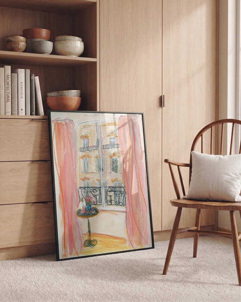 Paris Window View Illustration PFY Art Print