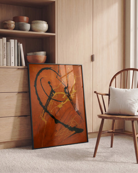 Energetic Gold Abstract Lines PFY Art Print