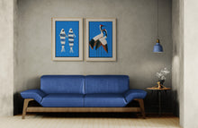 Load image into Gallery viewer, Abstract Cranes in Blue Art Print