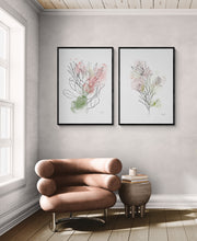 Load image into Gallery viewer, Line Art &amp; Watercolour King Protea #1 Art Print