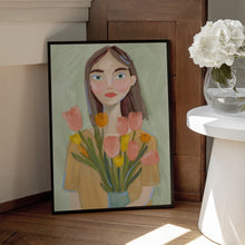 Load image into Gallery viewer, A Girl with Tulips PFY Art Print