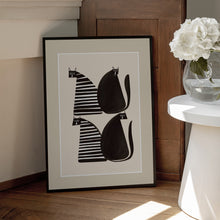 Load image into Gallery viewer, Minimalist Cats In Black and White PFY Art Print
