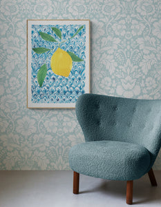 Lemon on Blue Pattern Art Print