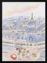 Load image into Gallery viewer, Parisian Rooftop Picnic With Eiffel Tower Views PFY Art Print