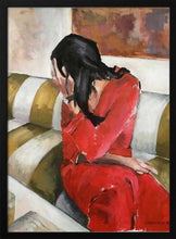 Load image into Gallery viewer, Woman In A Red Dress Sits On A Sofa PFY Art Print