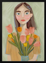Load image into Gallery viewer, A Girl with Tulips PFY Art Print
