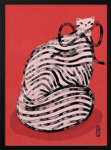 Load image into Gallery viewer, Black and White Stripe Cat Illustration Poster PFY Art Print