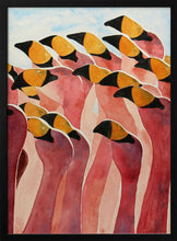 Load image into Gallery viewer, Group of Pink Flamingos With Heads Up PFY Art Print