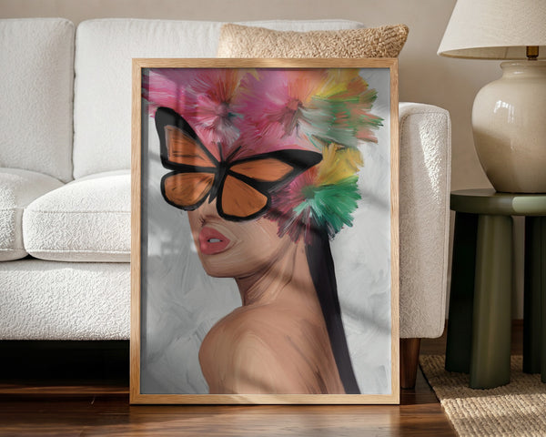 Colorful Butterfly Woman PFY Art Print
