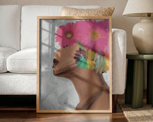 Load image into Gallery viewer, Woman with Vibrant Flowers PFY Art Print
