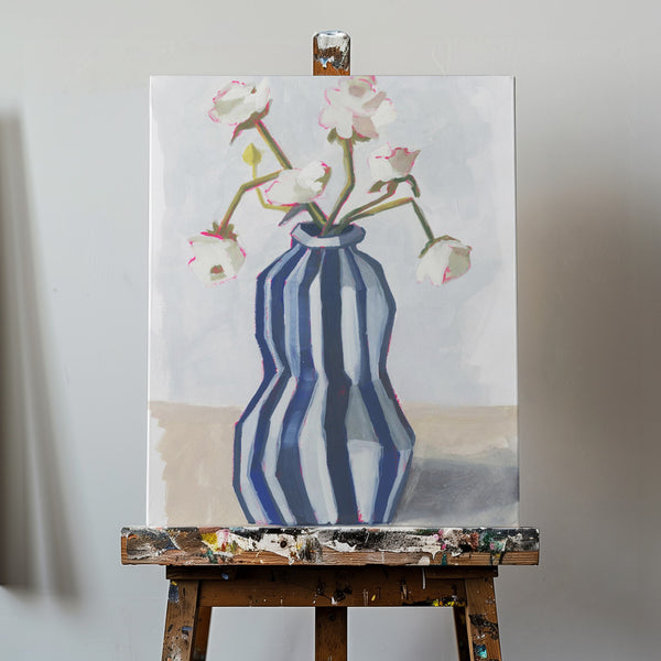 Flowers in a Striped Vase II PFY Art Print
