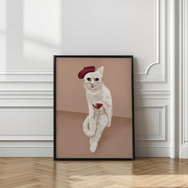 Classy Wine Cat PFY Art Print