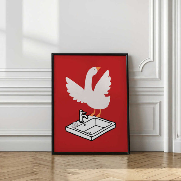 Silly Goose - Sink Art Red PFY Art Print