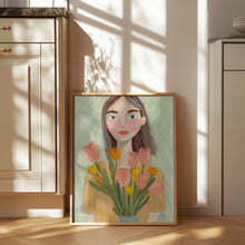Load image into Gallery viewer, A Girl with Tulips PFY Art Print