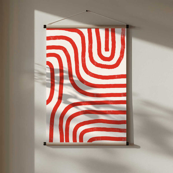 Red Modern Lines PFY Art Print