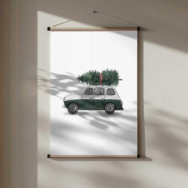 Green Christmas Car PFY Art Print