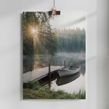Load image into Gallery viewer, A Rowboat By the Lake Dock PFY Art Print