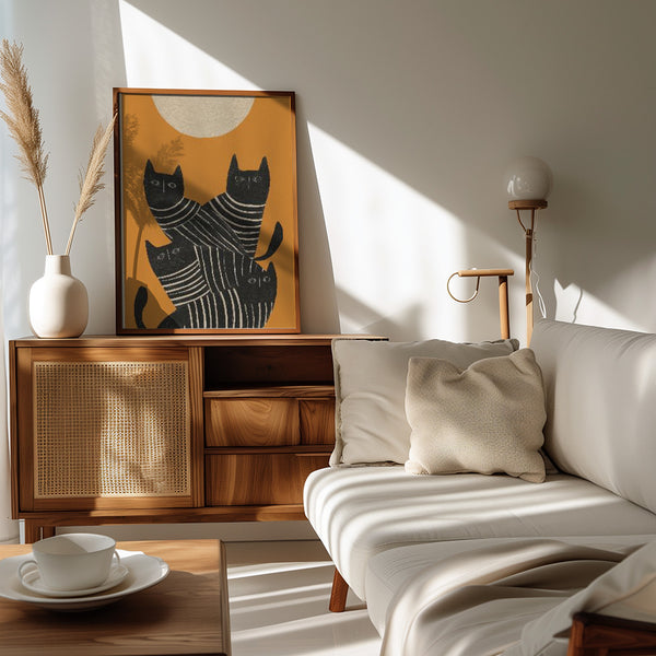 Abstract Black Cats PFY Art Print