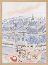 Load image into Gallery viewer, Parisian Rooftop Picnic With Eiffel Tower Views PFY Art Print