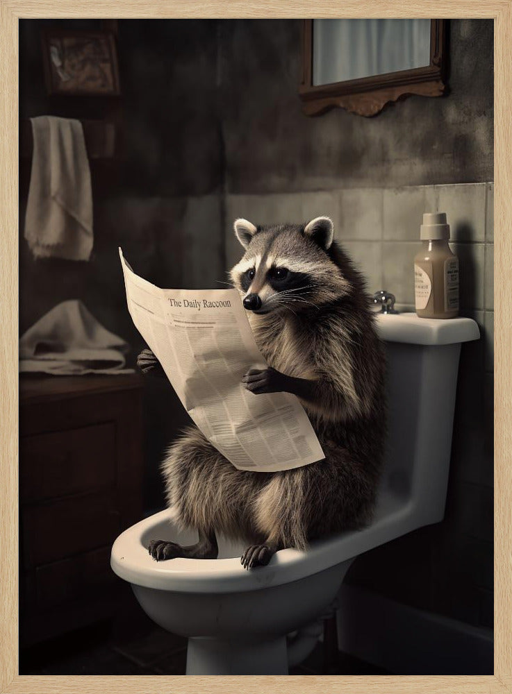 Raccoon Reads News PFY Art Print