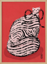 Load image into Gallery viewer, Black and White Stripe Cat Illustration Poster PFY Art Print