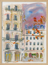 Load image into Gallery viewer, Paris street corner with purple sky PFY Art Print