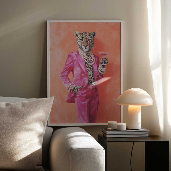 Leopard Dressed In Pink Satin Suit PFY Art Print