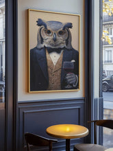 Load image into Gallery viewer, Owl In Midnight Blue Tuxedo PFY Art Print