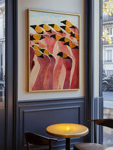 Load image into Gallery viewer, Group of Pink Flamingos With Heads Up PFY Art Print
