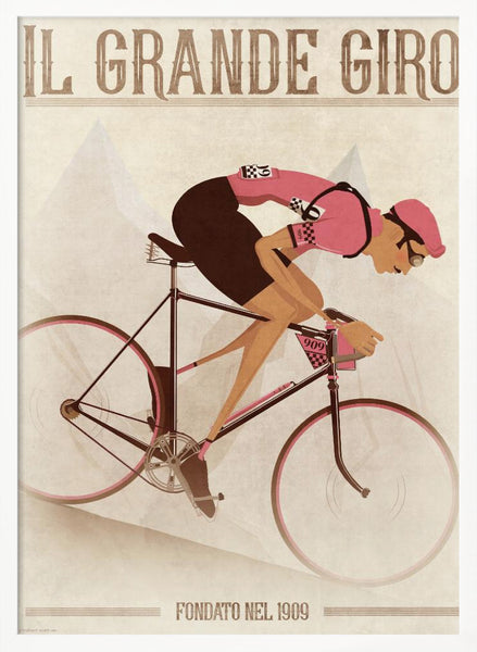 Vintage Style Giro D'italia Cyclist On a Bike PFY Art Print