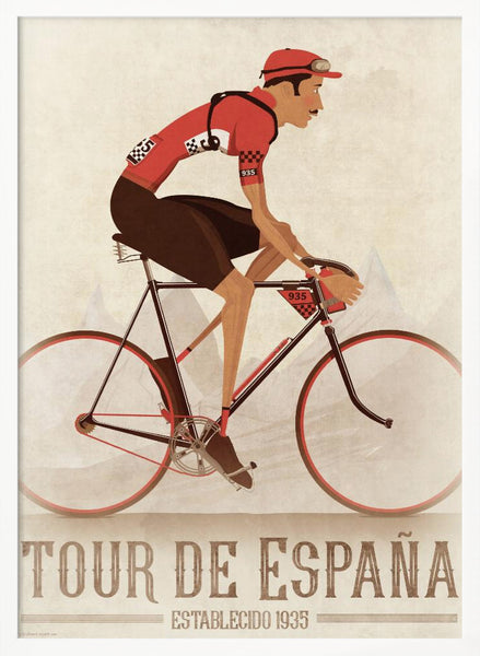 Vintage La Vuelta Cyclist On Bike PFY Art Print