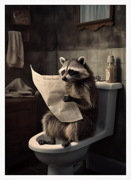 Raccoon Reads News PFY Art Print