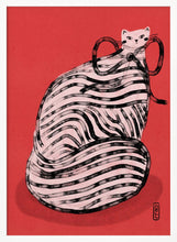 Load image into Gallery viewer, Black and White Stripe Cat Illustration Poster PFY Art Print