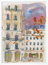 Load image into Gallery viewer, Paris street corner with purple sky PFY Art Print