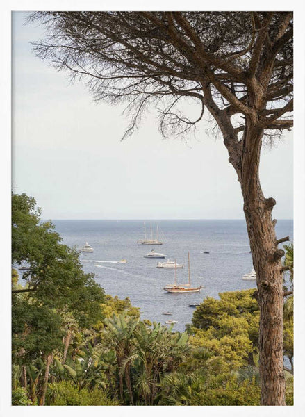 Serene Coastal Yacht View PFY Art Print