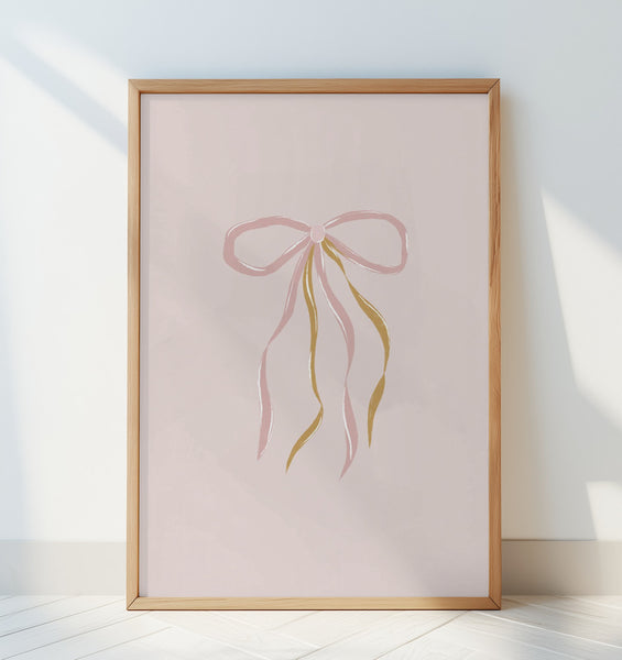 Delicate Pink and Golden Bow PFY Art Print