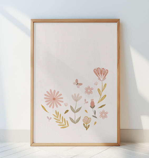 Pink and Golden Wildflowers PFY Art Print