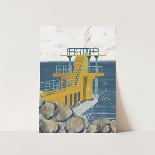 Yellow Ocean Diving Platform PFY Art Print