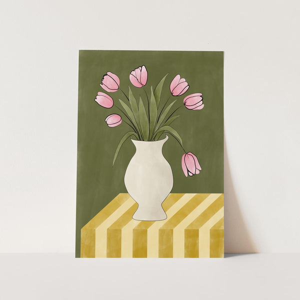 Pink Tulips Still Life PFY Art Print