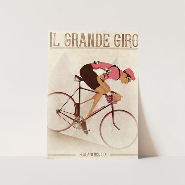 Vintage Style Giro D'italia Cyclist On a Bike PFY Art Print